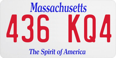 MA license plate 436KQ4