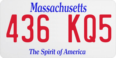 MA license plate 436KQ5