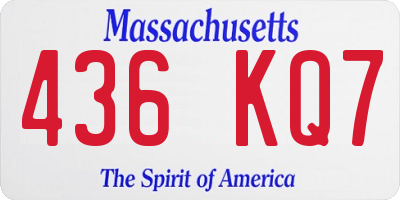 MA license plate 436KQ7