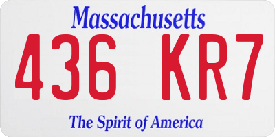 MA license plate 436KR7