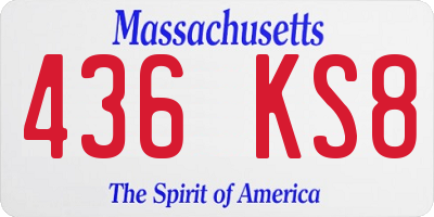 MA license plate 436KS8