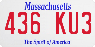 MA license plate 436KU3