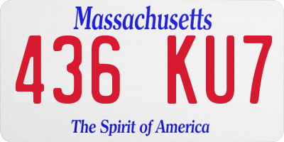 MA license plate 436KU7