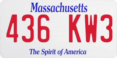 MA license plate 436KW3