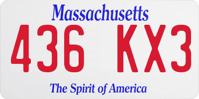 MA license plate 436KX3
