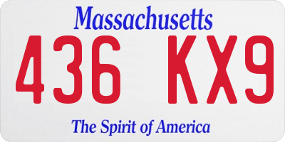 MA license plate 436KX9
