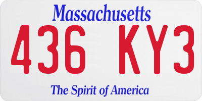 MA license plate 436KY3
