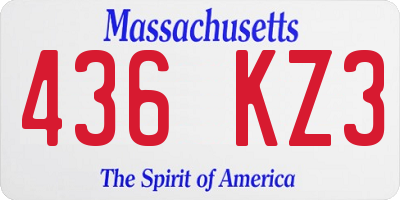 MA license plate 436KZ3