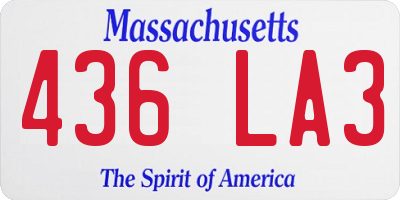 MA license plate 436LA3