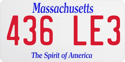 MA license plate 436LE3
