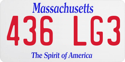 MA license plate 436LG3