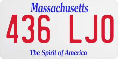 MA license plate 436LJ0