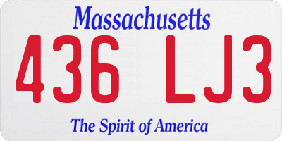 MA license plate 436LJ3
