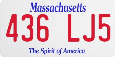 MA license plate 436LJ5