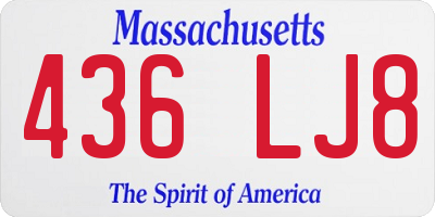 MA license plate 436LJ8