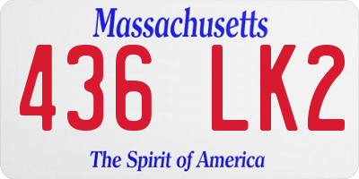 MA license plate 436LK2