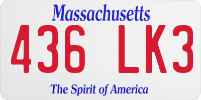 MA license plate 436LK3