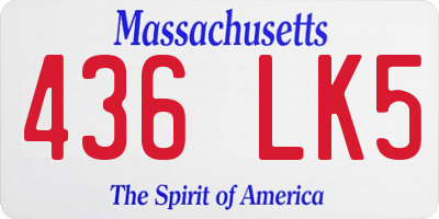 MA license plate 436LK5