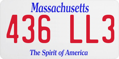 MA license plate 436LL3