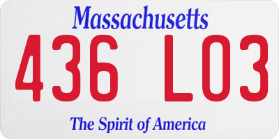 MA license plate 436LO3