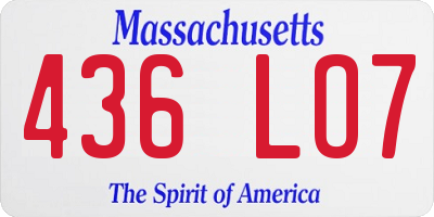 MA license plate 436LO7