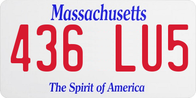 MA license plate 436LU5