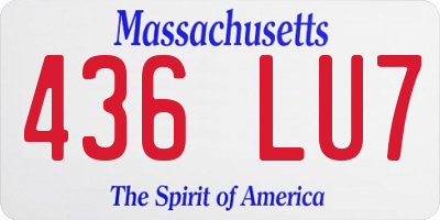 MA license plate 436LU7