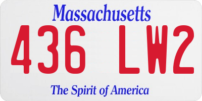 MA license plate 436LW2