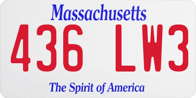 MA license plate 436LW3