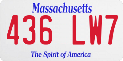 MA license plate 436LW7