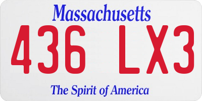 MA license plate 436LX3