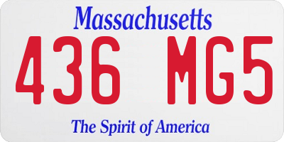 MA license plate 436MG5