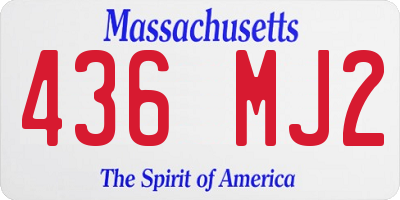 MA license plate 436MJ2