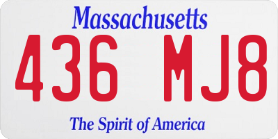 MA license plate 436MJ8