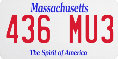 MA license plate 436MU3