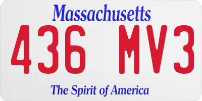 MA license plate 436MV3