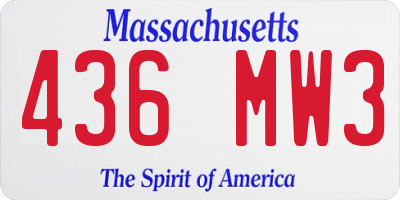 MA license plate 436MW3