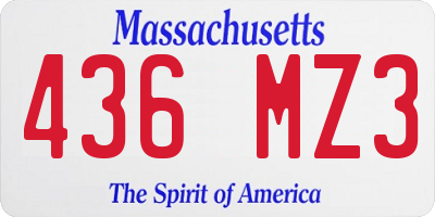 MA license plate 436MZ3