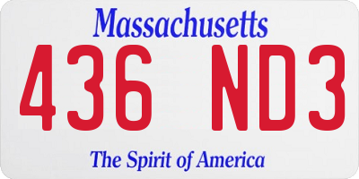 MA license plate 436ND3