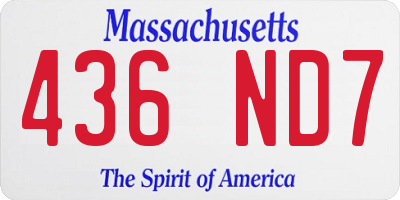 MA license plate 436ND7