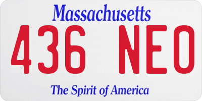 MA license plate 436NE0
