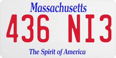 MA license plate 436NI3