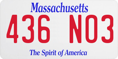MA license plate 436NO3