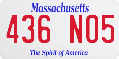 MA license plate 436NO5