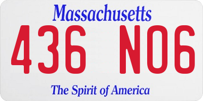 MA license plate 436NO6