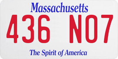MA license plate 436NO7