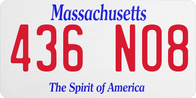 MA license plate 436NO8