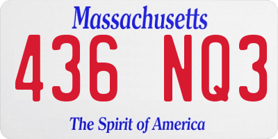 MA license plate 436NQ3