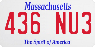 MA license plate 436NU3