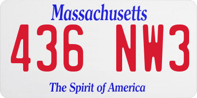 MA license plate 436NW3